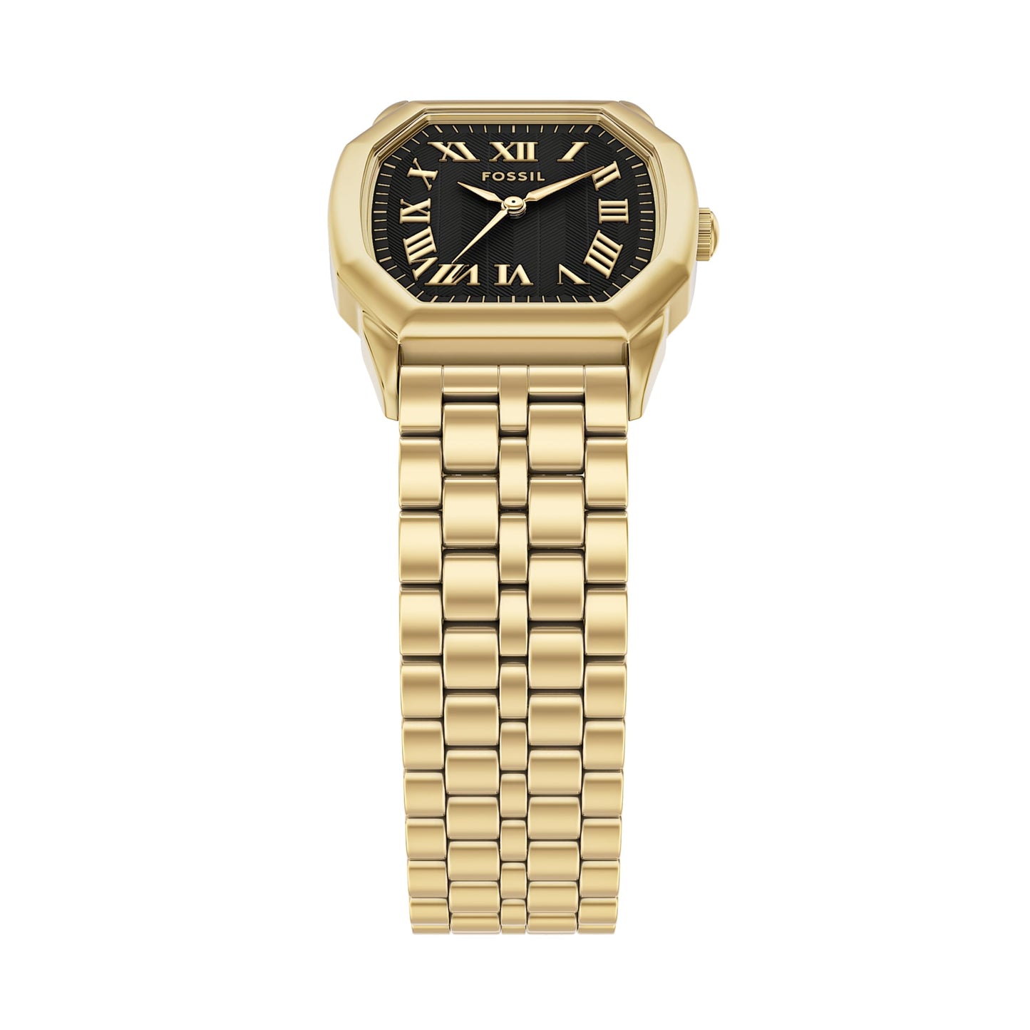 Fossil Women's Watch, Harlow Three-Hand Gold and Black Stainless Steel Bracelet Watch for Women
