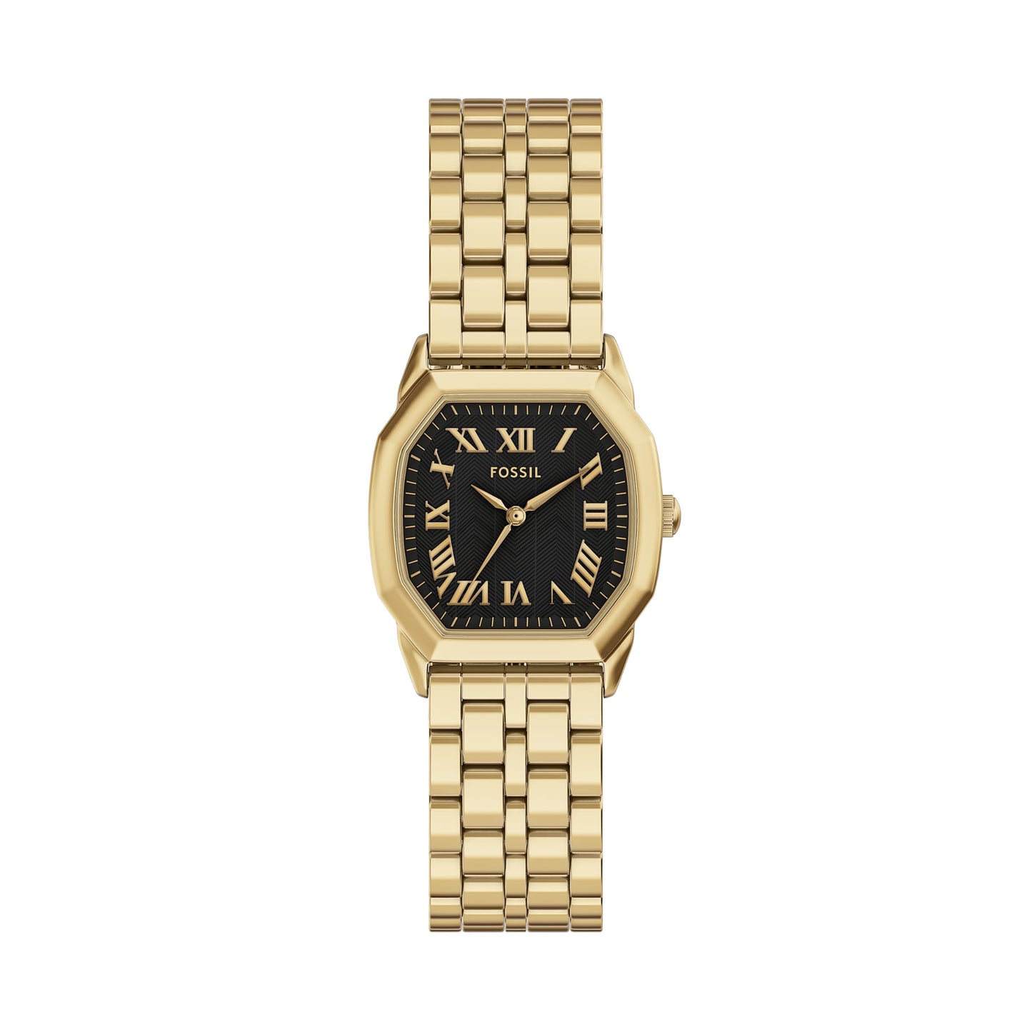 Fossil Women's Watch, Harlow Three-Hand Gold and Black Stainless Steel Bracelet Watch for Women