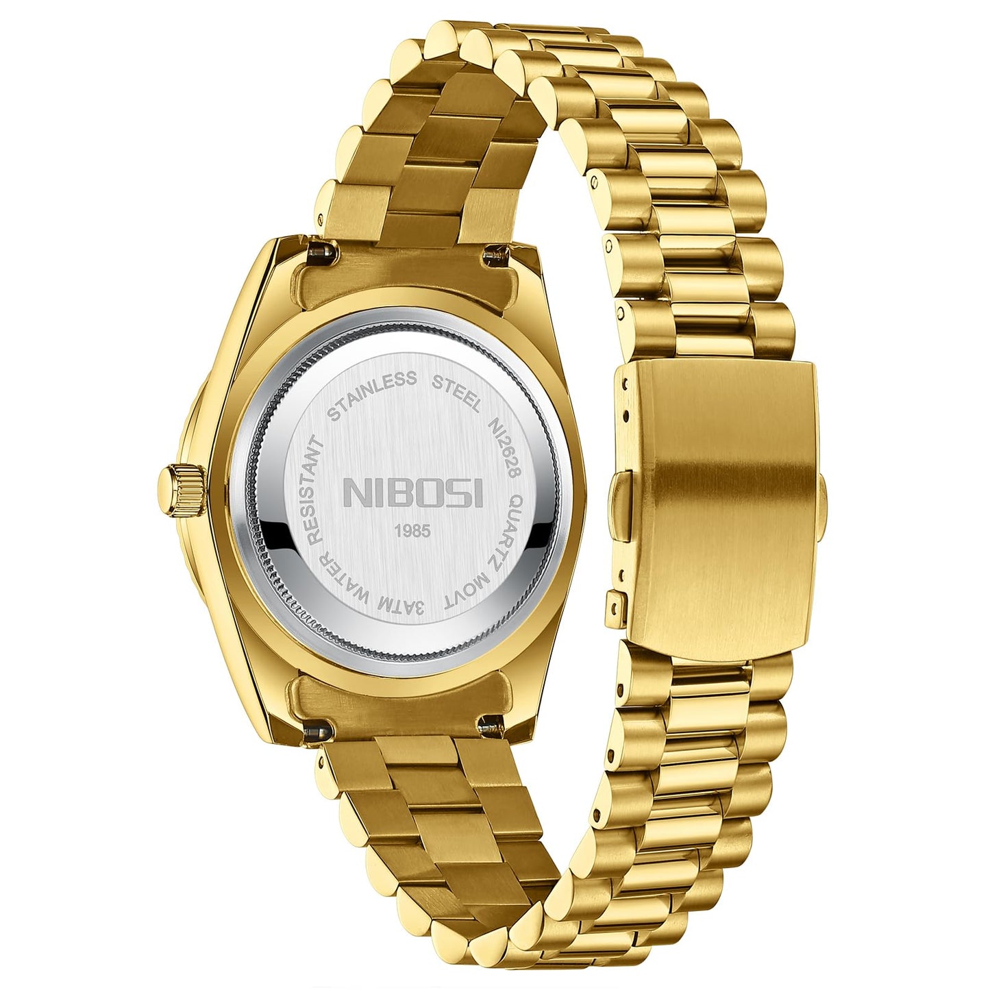 NIBOSI Men Watches Analog Quartz Stainless Steel Gold Watches for Men Waterproof Business Classic Desiger Wrist Watch with Day Date
